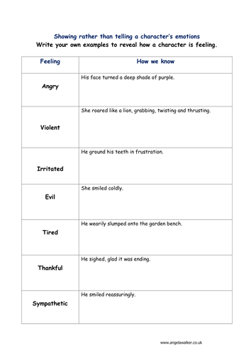 improve creative writing differentiated show don t tell worksheets teaching resources