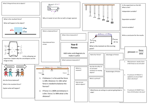Forces revision mat from KS3