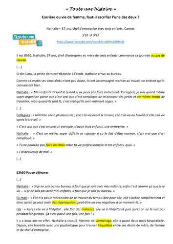 Toute une histoire - Equilibre vie personnelle/vie professionnelle