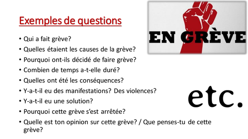 Grèves en France - Oral presentation project