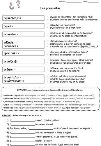 question-words-in-spanish-worksheet-ivuyteq