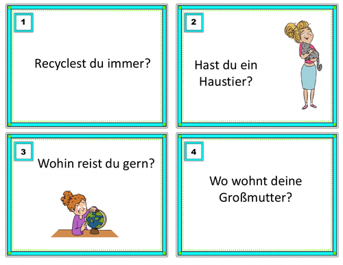 German Conversation Starter Task Cards - Deutsch Sprechen (Beginner Level A1/A2)