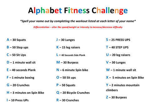 Alphabet Fitness Challenge