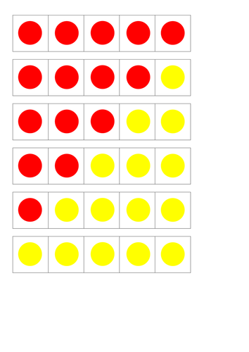 Five and ten frames with counters, 1ps and 10ps