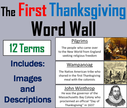 The First Thanksgiving Word Wall Cards