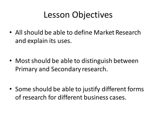 Market Research GCSE Lesson