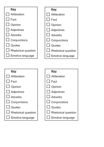 English KS2 Letter checklist