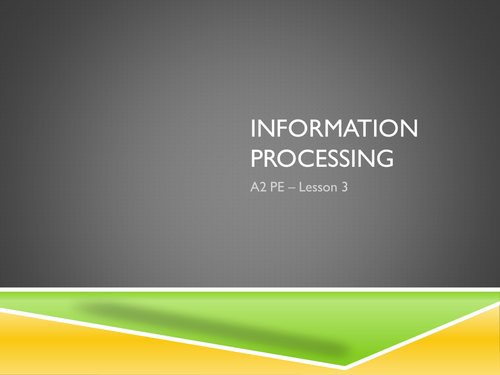 A-Level PE Information Processing Lesson 3