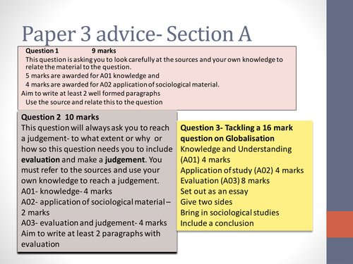 PPT collating advice on Paper 3 section A question Globalisation