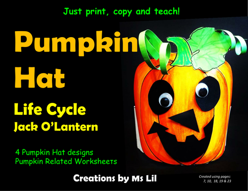 Pumpkin Hat  ::  Pumpkin  Life Cycle Hat  ::  Halloween Jack O’ Lantern Hat