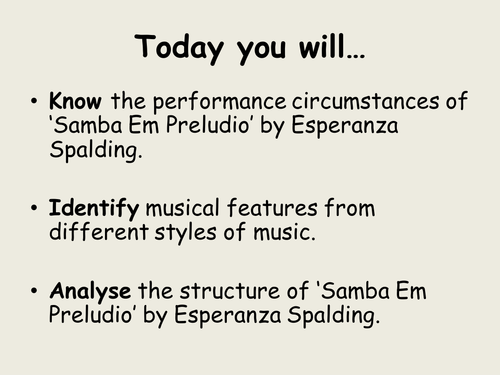 Edexcel GCSE Samba Em Preludio