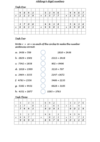 Adding 4 digit numbers - multiple exchanges Year 4 Mastery | Teaching ...