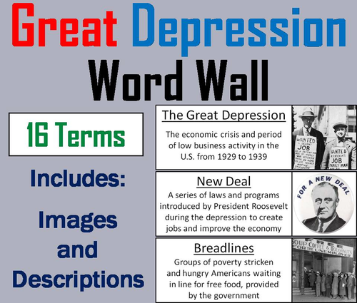 The Great Depression Word Wall Cards