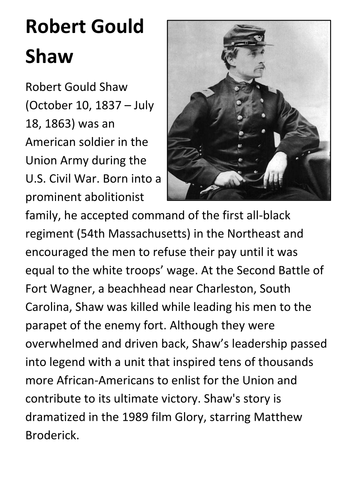 Robert Gould Shaw Handout