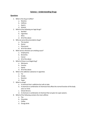 understanding drugs assignment sheet answers