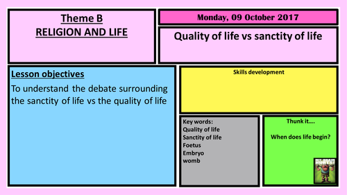 NEW AQA RELIGIOUS STUIDES GCSE 2016: THEME B SANCTITY OF LIFE AND ABORTION