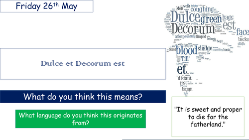 Dulce et Decorum est Outstanding lesson