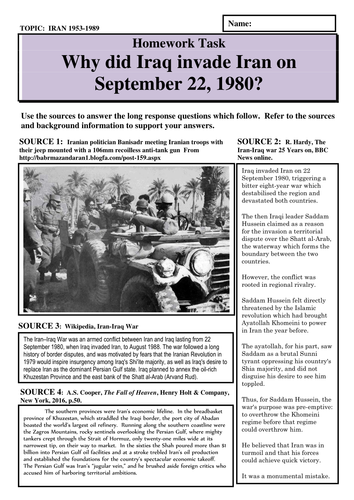 Why did Iraq invade Iran on September 22, 1980?