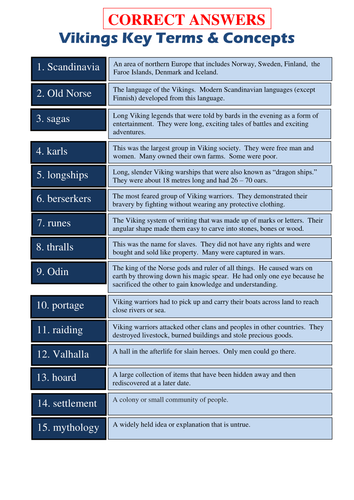Vikings key words and concepts