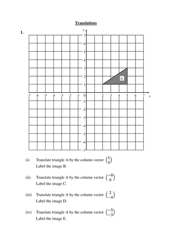translations worksheet transformation of shapes teaching resources
