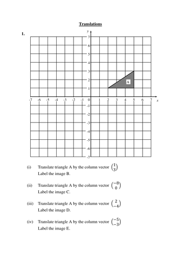 Translations Worksheet Transformation Of Shapes Teaching Resources