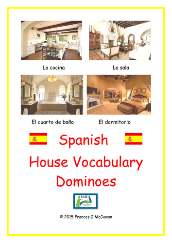 Spanish house vocabulary picture and word dominoes