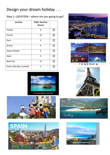 Design and calculate costs for your dream holiday