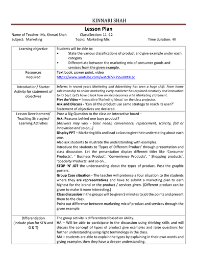 Marketing Mix_PRODUCT MIX_Types of products