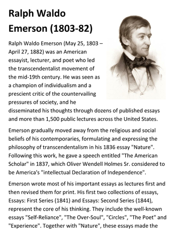 Ralph Waldo Emerson Handout