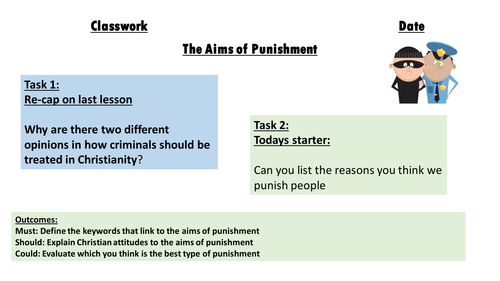 AQA 9-1 Religious Studies GCSE The aims of punishment. Christian attitudes. 12 marker lesson.