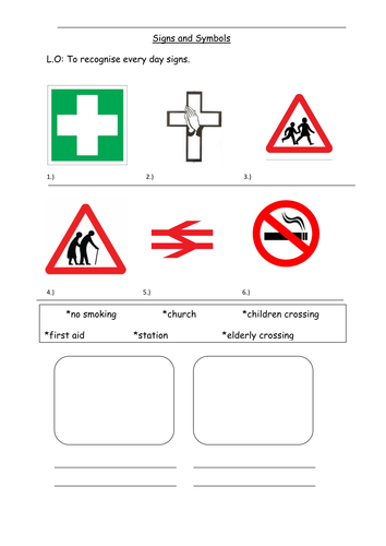 KS1 To recognise signs and symbols worksheet by 06cwebs | Teaching ...