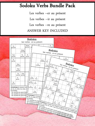 Sodoku | Regular Present Tense Verbs Bundle