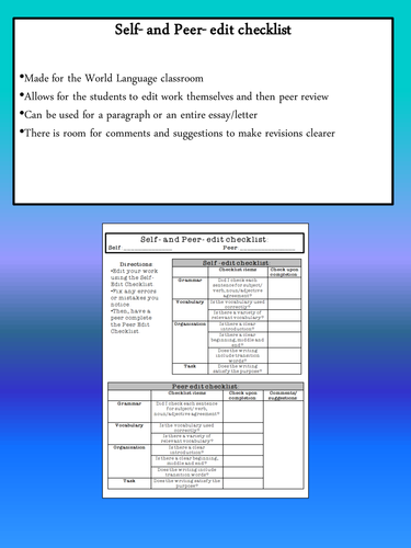 Self & Peer Edit Checklist | World Languages