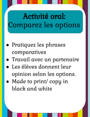 Les phrases comparatives | Activité oral