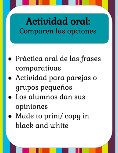 Las frases comparativas | Actividad Oral