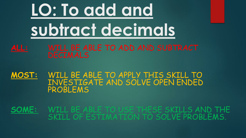 Adding and subtract decimals