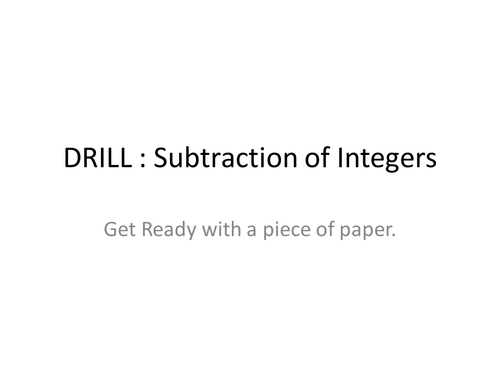 Subtraction of Integers - DRILL