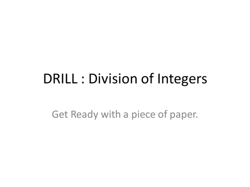 Division of Integers - DRILL