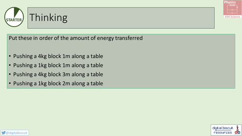 New AQA (2016) Physics P1 - Energy , Lesson 3 - Energy and Work