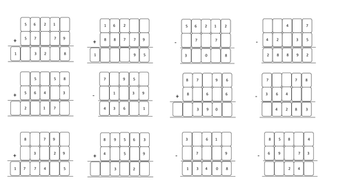 Missing numbers column addition and subtraction (Year 6)