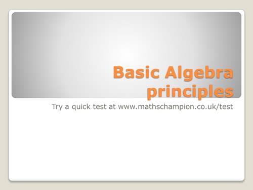Quick introduction to algebra presentation
