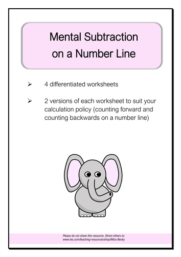 Differentiated Number Line Subtraction Worksheets (LKS2)