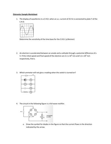 FREE : Electronics Worksheet Sample