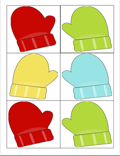 Mitten Numbers 1-50 Flash cards