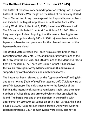 The Battle of Okinawa Handout