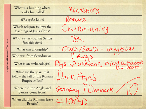 KS3 History: Anglo-Saxon Mini Assessment