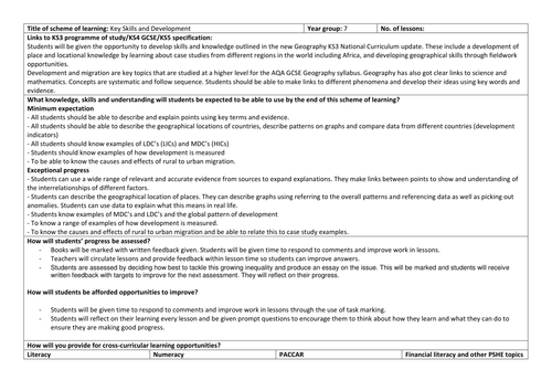 KS3 Geography - Introduction and Development