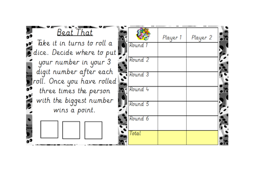 KS2 Quick Maths Number Fluency Dice Games