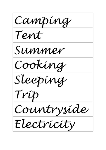 Camping Guided Reading resources