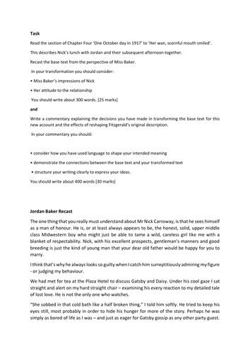 Gatsby Recasting Activity with Model Recast and Commentary